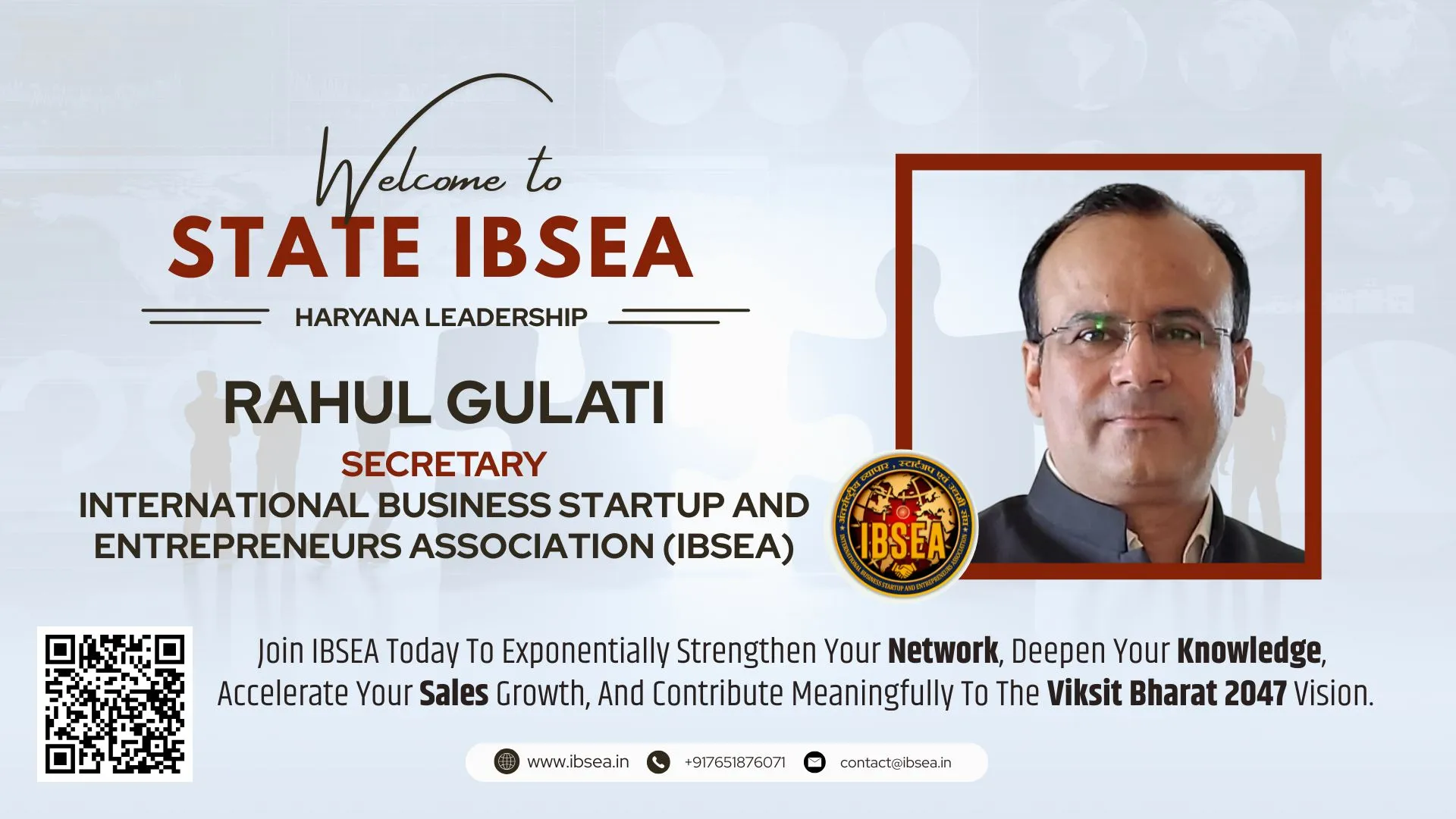 Rahul Gulati Has Been Appointed As State Secretary – National And State-Level Programs, Summits  For IBSEA Haryana State.